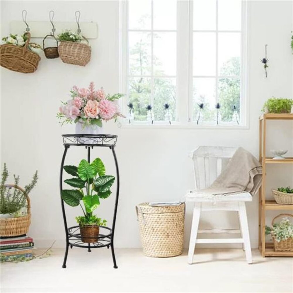 Plant Stand Indoor,2 Tier 27.1'' Outdoor Plant Stands Tall,Heavy Duty Metal - Picture 6 of 7